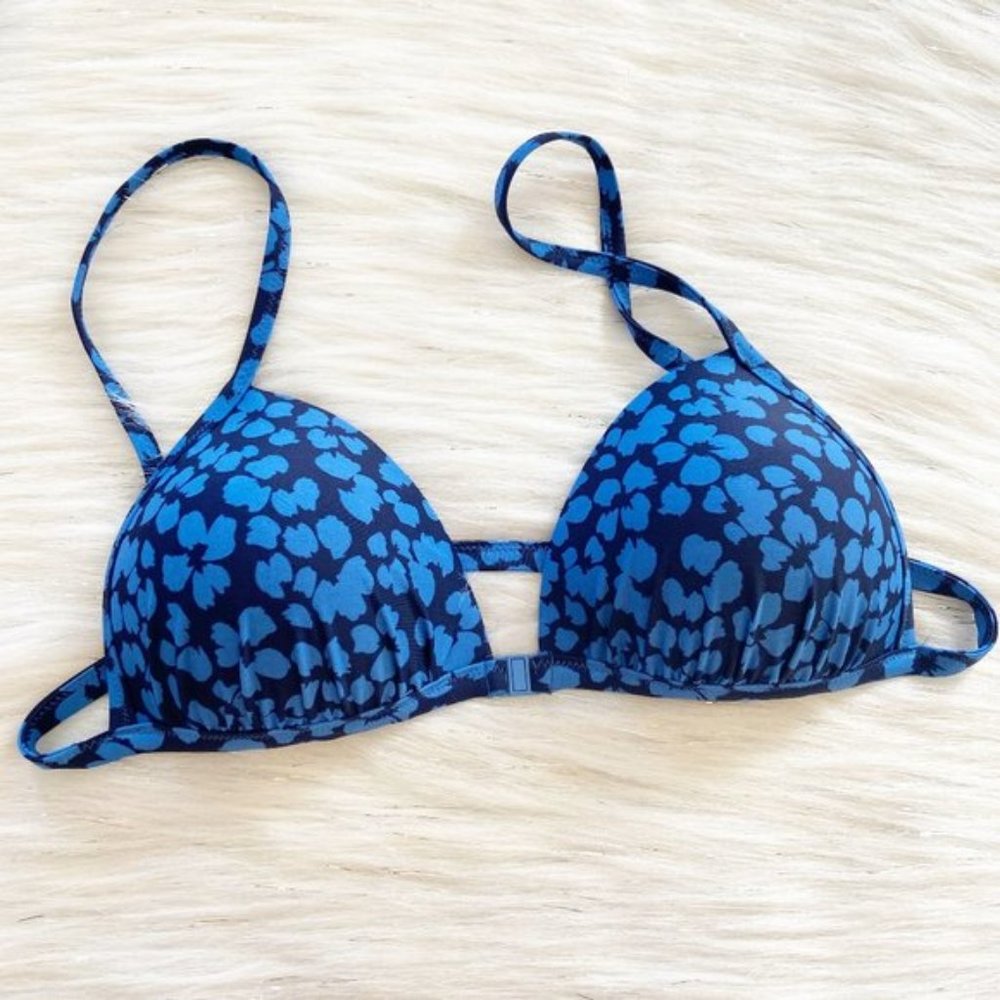 aerie Blue Floral Print Bikini Top